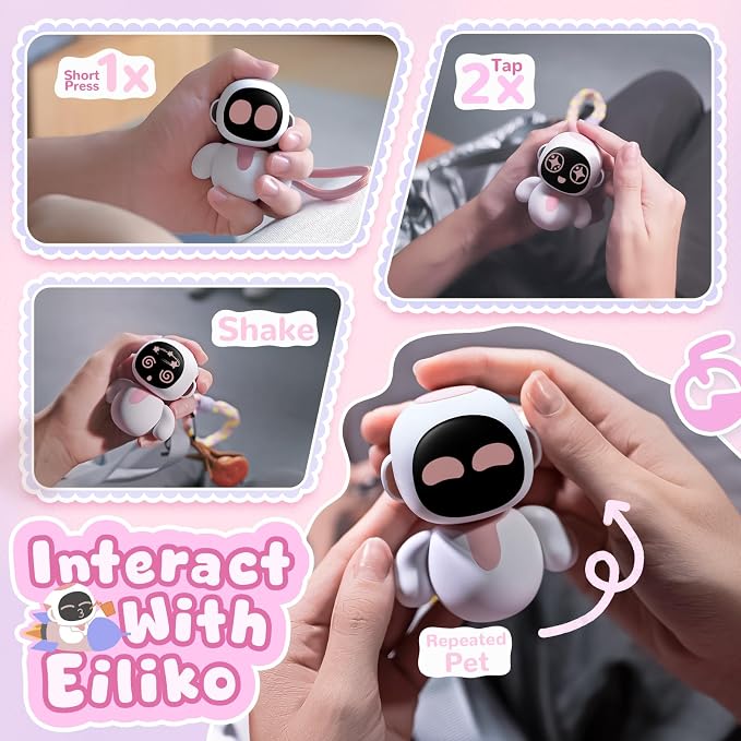 MIMO Coral Pink – Tiny AI Companion Robot Pendant with Animated Expressions, Voice Interaction & Emotional Personality | Portable Electronic Charm for Backpacks, Keys & Gifts for Kids, Couples & Best Friends