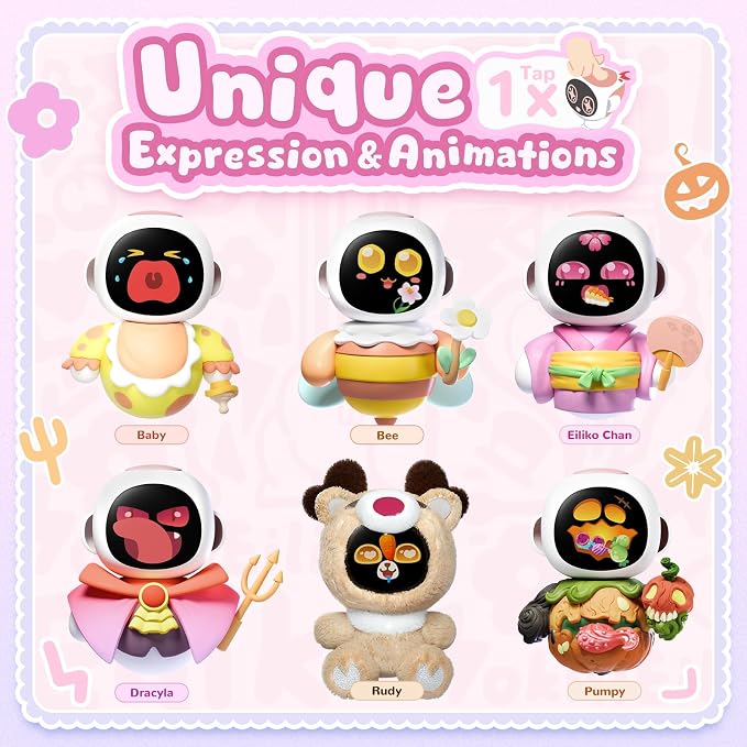 MIMO Coral Pink – Tiny AI Companion Robot Pendant with Animated Expressions, Voice Interaction & Emotional Personality | Portable Electronic Charm for Backpacks, Keys & Gifts for Kids, Couples & Best Friends