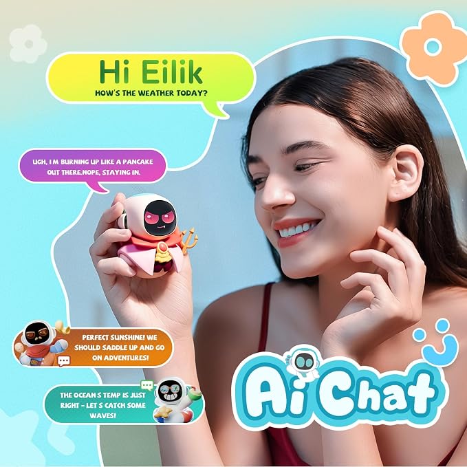 MIMO Aquamarine - Your Tiny AI Charm Robot with AI, and Matches Every Daily Outfit, Fun Electronic Pendant Toys, Gifts for Couples and Best Friends.