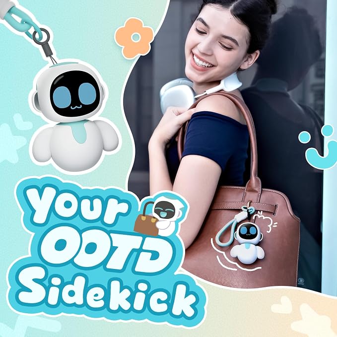 MIMO Aquamarine - Your Tiny AI Charm Robot with AI, and Matches Every Daily Outfit, Fun Electronic Pendant Toys, Gifts for Couples and Best Friends.
