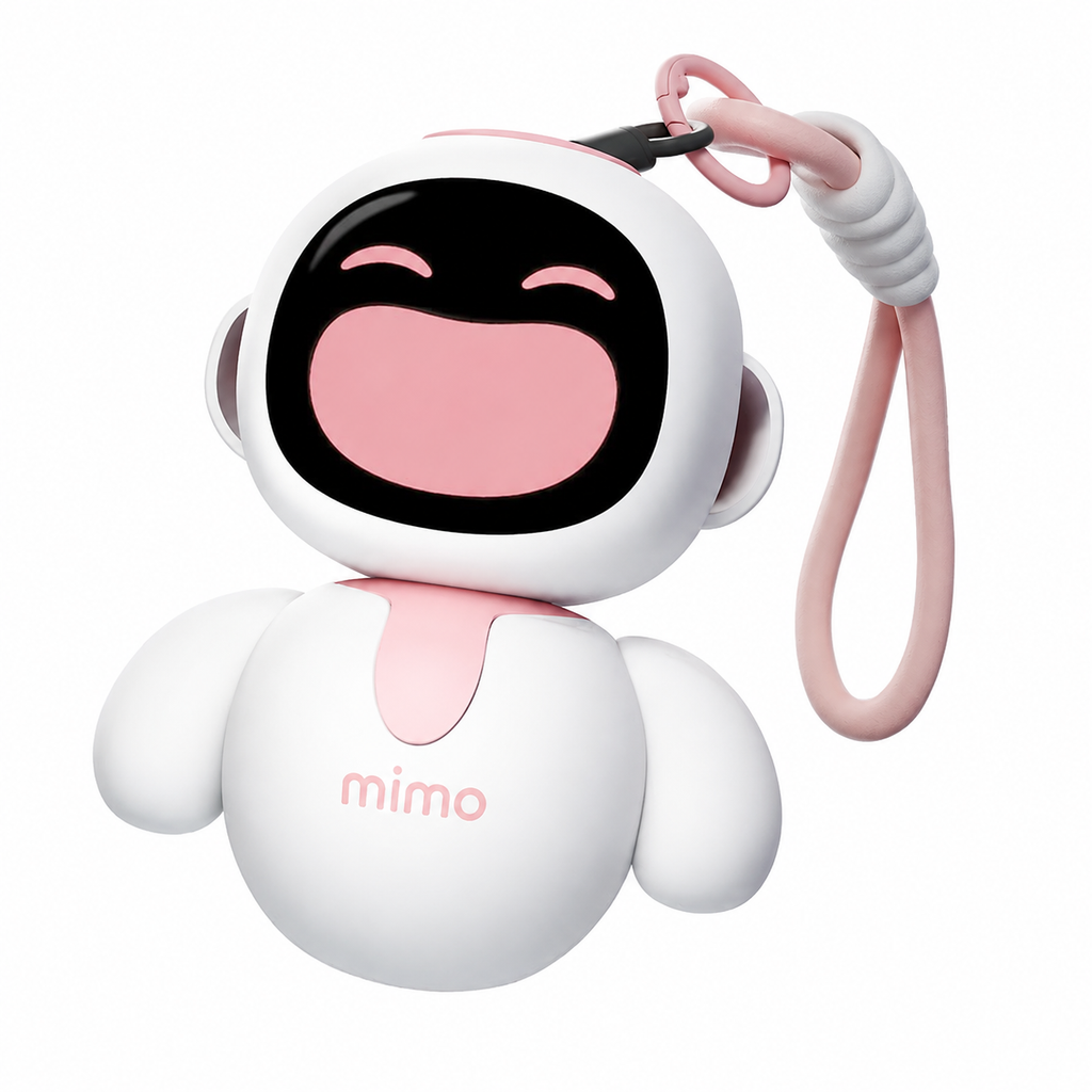 MIMO Coral Pink – Tiny AI Companion Robot Pendant with Animated Expressions, Voice Interaction & Emotional Personality | Portable Electronic Charm for Backpacks, Keys & Gifts for Kids, Couples & Best Friends