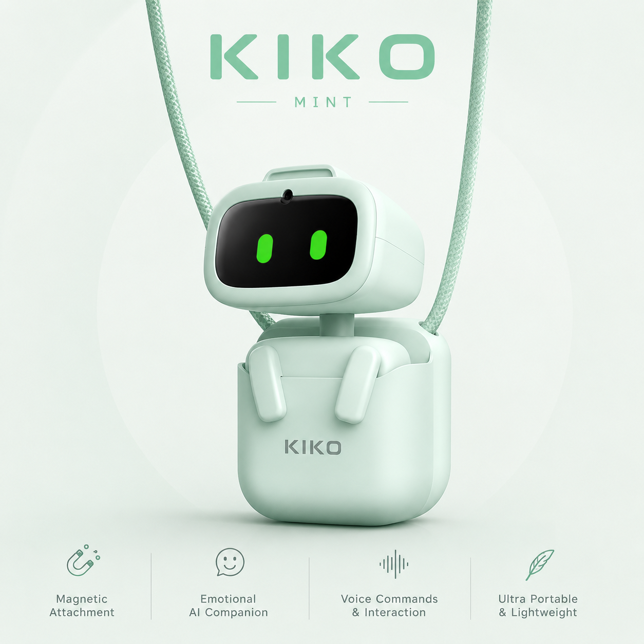 KIKO(AIBI-Inspired) Pocket Pet – Wearable AI Companion | ChatGPT-Powered Robot with Voice Commands, Emotional Interaction, Singing & Dancing | Magnetic Portable Design | Ultra-Compact & Interactive