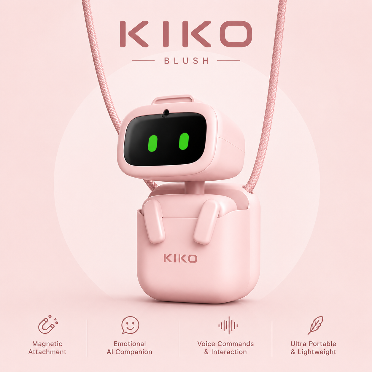 KIKO(AIBI-Inspired) Pocket Pet – Wearable AI Companion | ChatGPT-Powered Robot with Voice Commands, Emotional Interaction, Singing & Dancing | Magnetic Portable Design | Ultra-Compact & Interactive