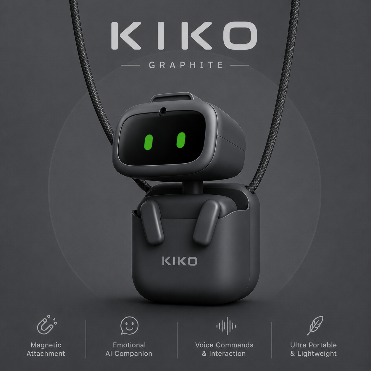 KIKO(AIBI-Inspired) Pocket Pet – Wearable AI Companion | ChatGPT-Powered Robot with Voice Commands, Emotional Interaction, Singing & Dancing | Magnetic Portable Design | Ultra-Compact & Interactive