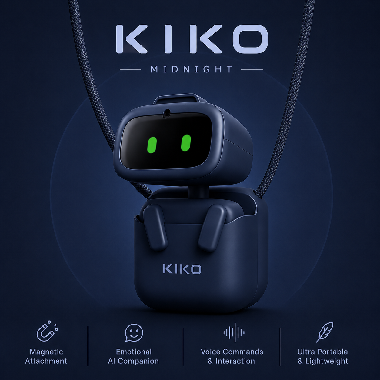 KIKO(AIBI-Inspired) Pocket Pet – Wearable AI Companion | ChatGPT-Powered Robot with Voice Commands, Emotional Interaction, Singing & Dancing | Magnetic Portable Design | Ultra-Compact & Interactive
