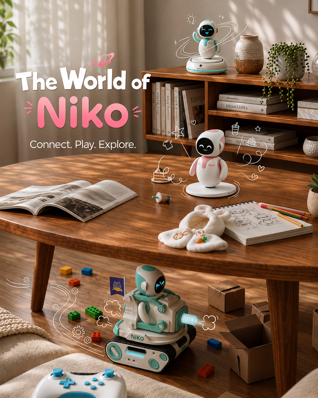 NIKO Interactive Robot Pet – Smart Electronic Companion Toy with Expressive Emotions, Interactive Touch Controls, Mini-Games & Fun Animations | Cute Desk Companion for Kids, Girls & Boys