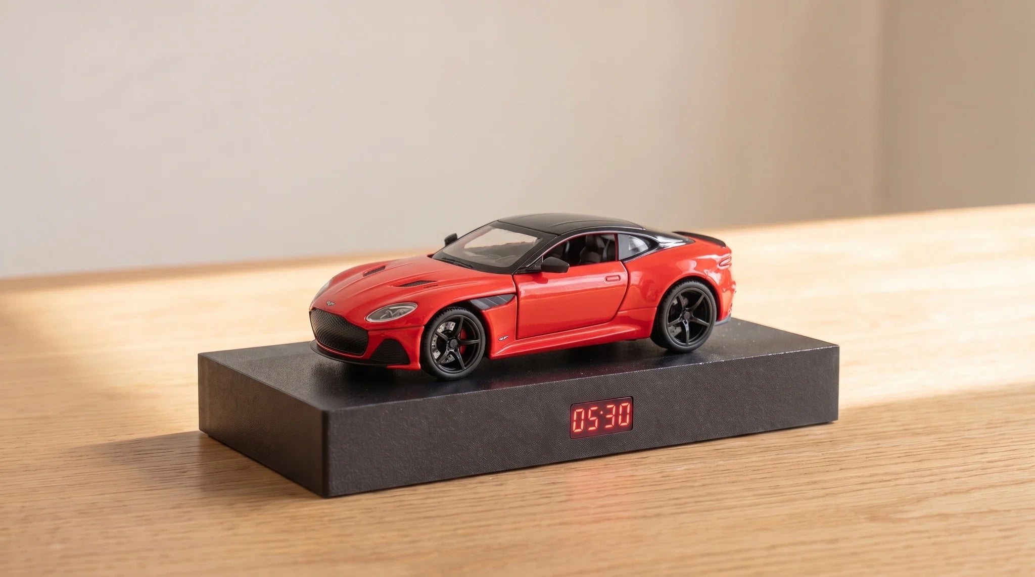Aston Martin DBS Superleggera 1/24 Scale Car Alarm Clock with Engine Sound and Flashing Headlights