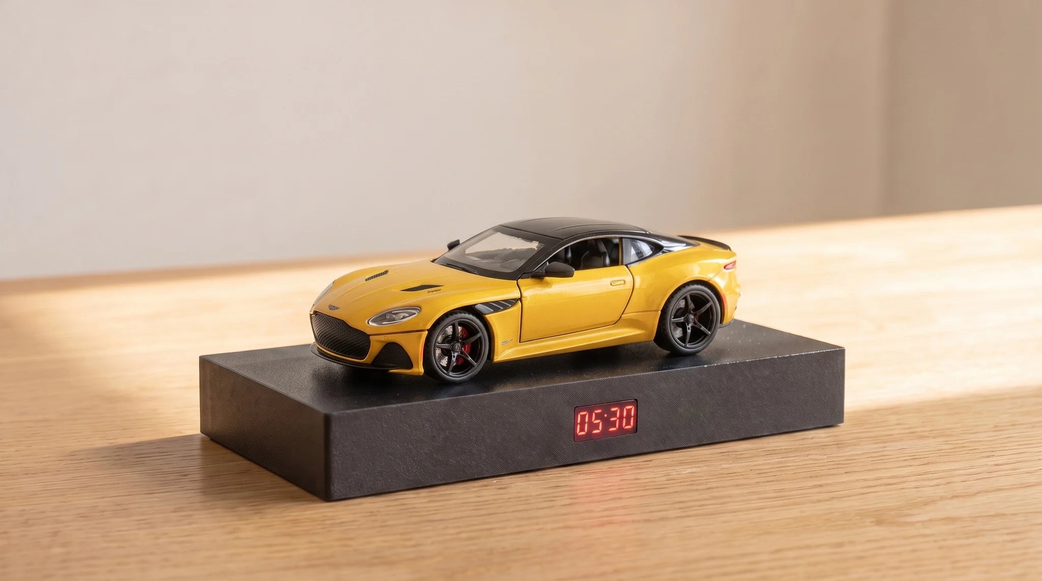 Aston Martin DBS Superleggera 1/24 Scale Car Alarm Clock with Engine Sound and Flashing Headlights