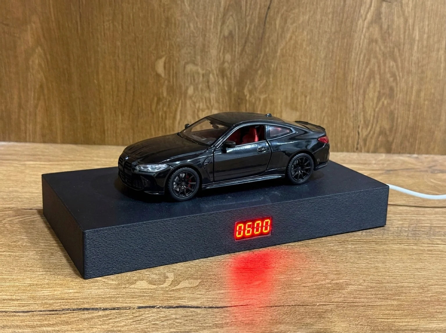 BMW M4 Alarm Clock — Real Engine Start Sound & LED Headlights | Handmade 1:24 Die-Cast