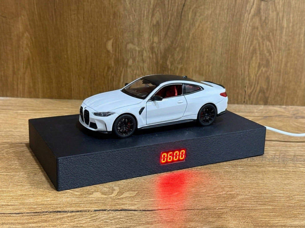 BMW M4 Alarm Clock — Real Engine Start Sound & LED Headlights | Handmade 1:24 Die-Cast