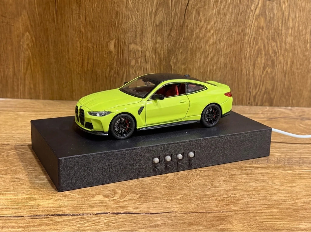 BMW M4 Alarm Clock — Real Engine Start Sound & LED Headlights | Handmade 1:24 Die-Cast